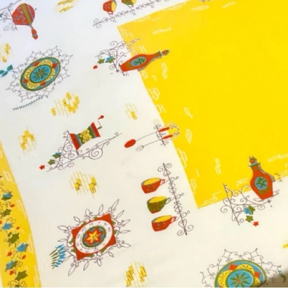 Vintage MidCentury French Cafe Kitchen Graphic Rectangular Tablecloth